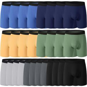 28 Pack Mens Boxer Briefs Cotton Underwear Colorful Soft Breathable Underwear Bulk for Men Size XL Multi