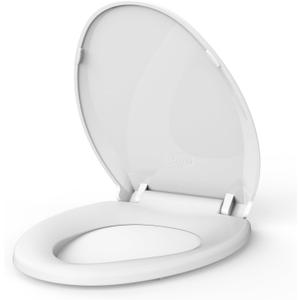 19 in Toilet Seat with Cover Soft Close, Toilet Lid Slow Close Quiet No, Easy Installation & Release,Safe PP Material Easy Clean, Comfortable Ergonomic Design, Suitable to Elongated Toilets,White