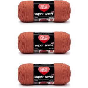 Red Heart Super Saver Coral Yarn - 3 Pack of 198g/7oz - Acrylic - 4 Medium (Worsted) - 364 Yards - Knitting/Crochet