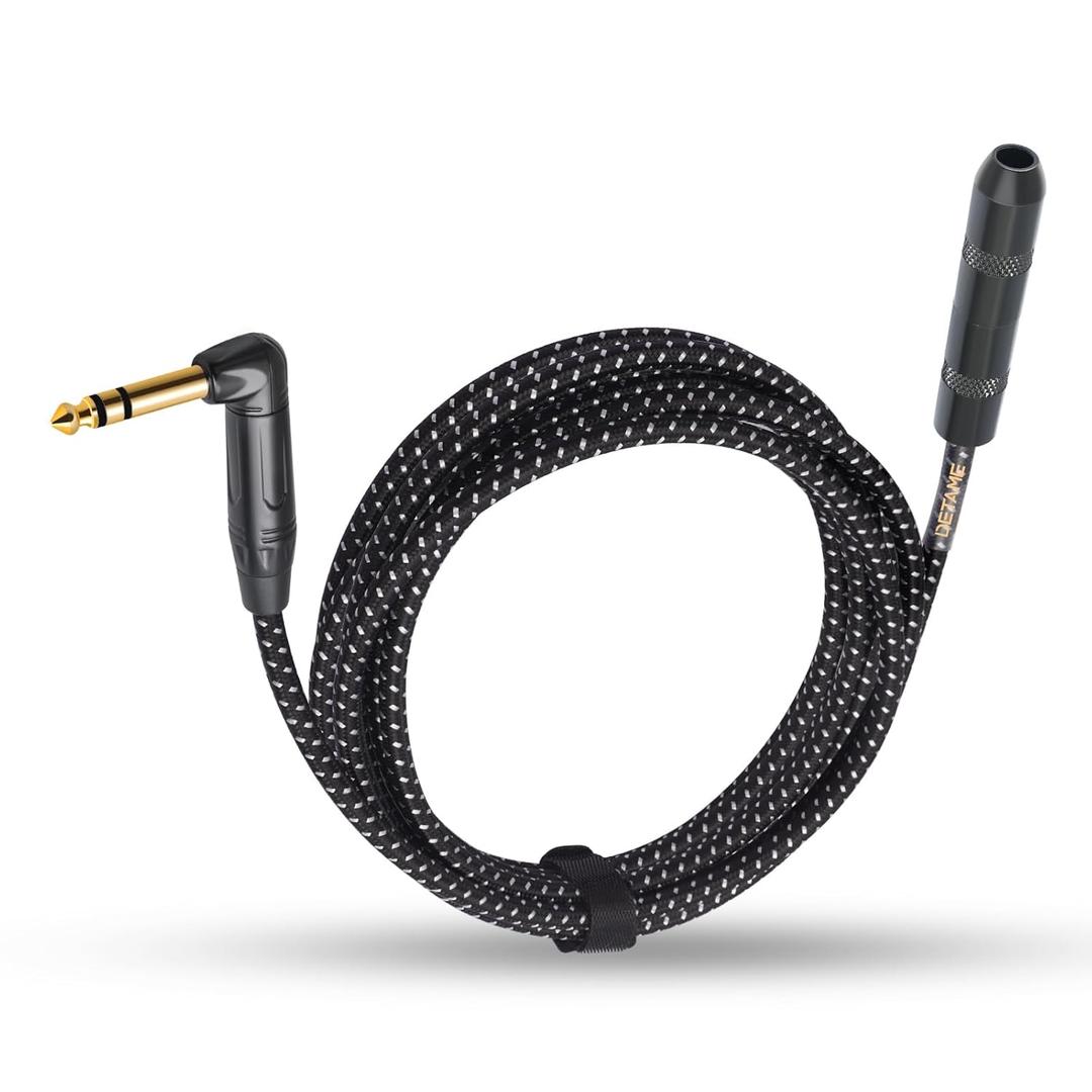 10Feet Right Angle 1/4 TRS Male to Female Stereo Audio Cable,6.35MM TRS Male to Female Stereo Headphone Guitar Extension Cable Cord