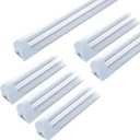 6 Pack 4FT LED Shop Light 24W Utility Linkable T8 Integrated Tube Light 6000K Daylight White with ON/Off Switch Cable for Household, Garage Ceiling and Under Cabinet Lighting