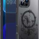 FUNMIKO for iPhone 16 Pro Max Case with Privacy Screen Protector, Wireless Charging Compatible, Shockproof Translucent Matte Cover - Cute Floral Design Phone Case for Women - Elegant Small Flower