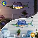 LIFFY Metal Fish Wall Art,36" Large Sailfish Wall Decor with Led Lights,Indoor Outdoor Mounted Tropical Swordfish Hanging Decorations for Home Living Room Bedroom Garden Patio