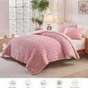 Joyreap 3-Piece Fluffy Faux Fur Sherpa Comforter Set Pink, Queen Size Luxury Tufted Bedding Comforter Set, All Season Soft n Cozy Plush Comforter Bed Set- 88x88 inches