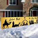 Christmas Banner Night Nativity Banner Holy Scene Decor Backdrop 78x17 Inches Festive Holiday Party Wall Decor Outdoor Indoor Welcome Banner Wall Hanging for Party Decoration Supplies