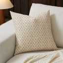 Floral Pillow Covers 20x20 Pillow Cover Block Print Couch Pillows for Living Room Decorative Neutral Accent Throw Pillow Covers, 1PC, Cognac Brown