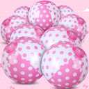 Leyndo 12 Pack Polka Dots Themed Beach Ball for Kids 7.87" Bulk for Summer Pool and Beach Game Gifts and Birthday Party Supplies and End of The Year Class Party Decoration Favors