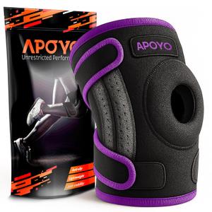 APOYO Knee Brace for Women & Men - Knee Compression Sleeve For Pain Relief, Meniscus Tear, ACL, Arthritis, Joint Pain Relief, with Patella Gel Pad & Side Stabilizers (Medium) Purple
