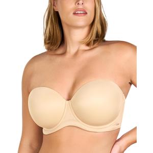 HSIA Strapless Bras for Women Large Breasts Non Slip Full Coverage Underwire Supportive Multiway Strapless Bra Plus Size (Beige)
