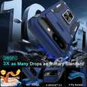 DEERLAMN Case for Google Pixel 9A with Slide Camera Cover+Screen Protector (1 Pack), Rotated Ring Kickstand Military Grade Shockproof Protective Cover-Navy Blue