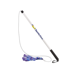 Squishy Face Studio Flirt Pole V2 with Lure - Durable Dog Toy for Fun Obedience Training & Exercise, Purple/Blue Tie Dye, Regular - 36 inch for All Breed Sizes