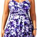 Aqua Eve Plus Size Two Piece Swimsuits for Women Tankini Bathing Suits Flowy Swim Dress with Shorts (Purple, 20W)