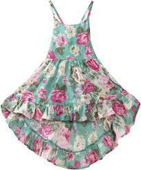 Mud Kingdom Floral Girls Party High Low Boho Dress Midi Length Sleeveless Vintage Beach Holiday M