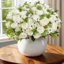 12 Bundles Peony Artificial Flowers, Peonies Artificial Flowers with Peonies Fake Peony Flower Bouquets for Home Decor, Wedding, Table Centerpieces (White, Peonies and Daisies)