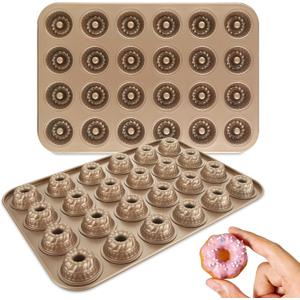 2 Pack Mini Bundlette Cake Pans for Baking, 24-Cavity Mini Fluted Cake Pans, Nonstick Carbon Steel Bundtini Cake Molds, Mini Pound Cake Pan for Cupcakes, Donuts, Cornbread, Brownies, Jellies