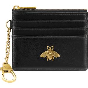 SEAVILIA Card Holder Keychain Wallet for Women with ID Window RFID Coin Purse Bee Gifts Slim Minimalist Small Wallet