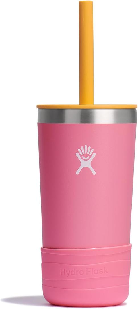 Hydro Flask Kids 12 Oz Tumbler with Lid and Straw for School - Insulated Stainless Steel in Dahlia Pink