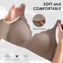 Seamless Wireless Bra for Women with Support - No Underwire Full Coverage Push Up Comfort Bras - Back Fat Smoothing No Wire Bralette for Womens(Coffee,XXL) (XXL)