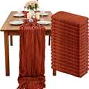 16 Pack Terracotta Cheesecloth Table Runner 35x120 Inch Boho Gauze Cheese Cloth Table Runner 10FT Long Rustic Sheer Table Runners for Wedding Bridal Shower Birthday Party Table Decor