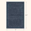 6x9 Rugs for Living Room Non Slip, Low Pile Soft Soft Rugs for Bedroom, Floral Washable Dining Room Carpet, Dark Blue Victorian Mats