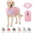 AOFITEE Dog Tuxedo Formal Dog Suit and Bandana Set, Gentle Dogs Wedding Party Suit Bow Tie Shirt, Tuxedo for Medium Dogs Costume Outfit with Detachable Bowtie Collar for Christmas Halloween Dress Up, Size M