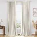 Guken Cream 100% Blackout Linen Curtains 60 Inch Wide by 102 Inch for Living Room Bedroom Back Tab/Rod Pocket Thermal Insulated Black Out 1 Drapes Room Darkening Window Curtains,1 Panel