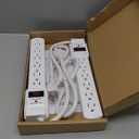 Amazon Basics Surge Protector Power Strip, 6-Outlet with 200J Protection, 2ft Extension Cord, Rectangle, White (2 Pack)