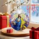 4 x Christian Gifts: Stained Glass Jesus Ornament | Christmas Ornaments (Christmas Tree Decorations), Religious Holiday Ornament, Jesus Christ Decoration, Religious Gifts & Xmas Gift