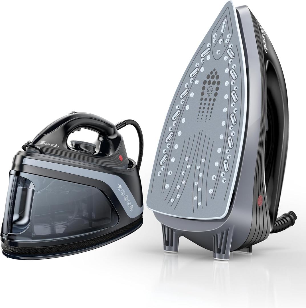 Sundu Steam Iron,40g/min Continuous Steam,44 OZ Removable Tank,Built-In Pump,Ceramic baseplate,Iron Lock For Easy Carry, Steamer Ideal For Home Use (Space Black)