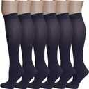 Differenttouch 6 Pairs Women's Opaque Spandex Trouser Knee High Socks Queen Size 10-13 
