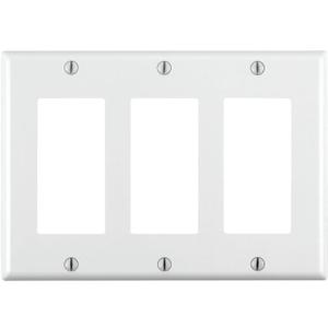 Leviton 3-Gang Decora/GFCI Device Decora Wallplate, Standard Size, Thermoset, Device Mount, 80411-W, White