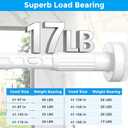 MEXAU White Tension Curtain Rods 41-185 In Extra Long Outdoor Patio Curtain Rods No Drilling Adjustable Heavy Duty Tension Rods for Windows Bathroom Living Room Curtains, Rod Diameter 1.26In