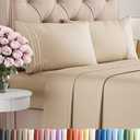 Queen Size 4 Piece Sheet Set - Comfy Breathable & Cooling Bed Sheets Set - Hotel Luxury Bedding for Women, Men, Kids, Teens, Boys & Girls - Deep Pockets, Ultra-Soft, Wrinkle Free - Oeko-Tex - Cream