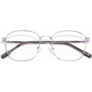 OPTOFENDY Metal Blue Light Blocking Glasses for Women Men, Square Computer Eyeglasses, Anti Eyestrain & UV Protection (Silver)