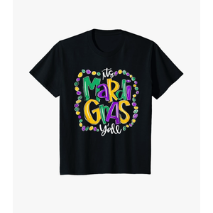 Its Mardi Gras Yall Tshirt Mardi Gras Party Mask Costume T-Shirt Size Youth M