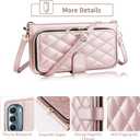 Argyle Wallet Case for Motorola Moto G31/G41 with Wrist Strap Shoulder Strap 9+ Card Slot Zipper Purse Luxury PU Leather Stand Checkered Cell Phone Cover for MotoG31 MotoG41 G 31 41 Rose Gold