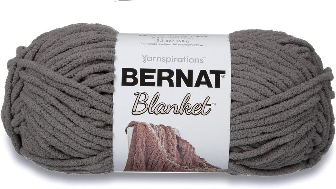 Bernat Blanket Super Bulky Yarn, 5.3oz, Guage 6 Super Bulky, Dark Grey (Small Ball) Bernat Blanket Super Bulky Yarn, 5.3oz, Guage 6 Super Bulky, Dark Grey (Small Ball)