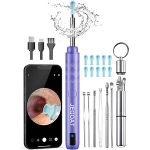 Ear Wax Removal, Ear Wax Removal Tool Camera with 1296P HD Camera and 6 LED Lights, Ear Cleaner with 10 Ear Pick, Upgraded Ear Wax Removal Kit for iOS and Android, Purple (Lavender)