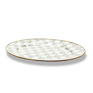 Check Enamel Oval Platter Large