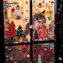 9 Christmas Tree Window Clings, Xmas Tree Snowflake Window Stickers,Merry Christmas Windows Clings, Red Black Xmas Trees Ball Snowflake Snowy Forest Glass Decals for Winter Home Party Decor