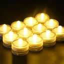 KOABY 12 Pack Warm Yellow Light Submersible LED Lights, Waterproof Flameless Submersible Lights for Decor
