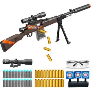 YERBA MATE Shell Ejecting Soft Bullet Toy Gun, Toy Foam Blasters with 20 Bullets 1 Goggles, Realistic Sniper Rifle with Scope for Kids Ages 8+ and Adult, Military Combat Soldier Accessories