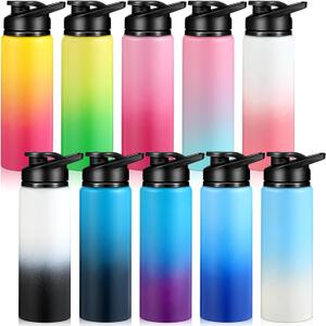 Set of 10 25oz Reusable Aluminum Water Bottles Bulk Multicolor Outdoor Sports Water Bottles for Travel, Gym, Hiking, Cycling, Camping, Fishing, Snap Lid