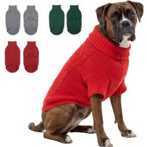 Thick Knit Dog Sweater, Warm Turtleneck Pullover Winter Sweaters for Small, Medium & Large Dogs, Cute Knitted Pet Clothes for Puppy, Holiday Costume for Boy & Girl Doggy, Boxer Outfit,Red XXL