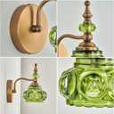 Vintage Wall Sconces Bathroom Vanity Lighting Fixtures Beautiful Wall Light with Green Glass Lampshade for Bedside Bedroom Doorway Bathroom