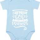 I'm Proof That God Answers Prayers Infant Baby Bodysuit Heaven Sent Clothes Baby (Blue)