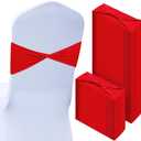 Kinlop 150 Pcs Spandex Chair Sashes Bows Stretch Chair Cover Bands Elastic Ties Bands Slider Sashes Without Buckle Decorations for Wedding Party Events Ceremony Birthday(Red)