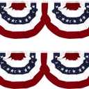 Flaglink 1.5x3Ft American Pleated Fan Flag Width Approx 90cm - US Patriotic Half Fan Bunting Flag 4 PACK