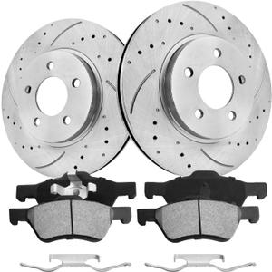 Anpulsero Front Brake Pads and Rotors Kit Compatible with 2005-2010 Ford Escape, 2005-2010 Mercury Mariner, 2005-2011 Mazda Tribute| Drilled Slotted Brake Rotors Ceramic Brake Pads 302.9mm(11.9in)
