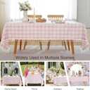 JIALE Gingham Tablecloth Rectangle Cotton Linen Fabric Checkered Table Cloth with Tassel Washable Wrinkle Free Buffalo Plaid Table Cover for Birthday Party Picnic Outdoor, Pink, 55x75